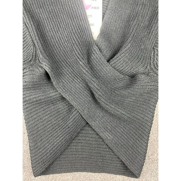 Chicwish Black Ribbed Knit Wrap Sweater Top For Women Size M 100% Acrylic NEW - Picture 5 of 11